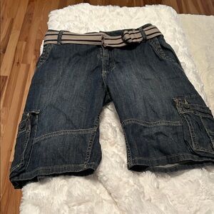 Wrangler Kids Blue Cargo Shorts with Striped Belt